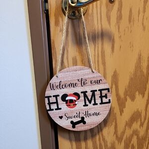 Welcome Home Sign with Santa Hat